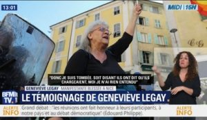 "Ils m'ont donné un coup de matraque sur la tête, parce que j'ai un gros trou en haut du crâne", témoigne Geneviève Legay, la manifestante blessée à Nice