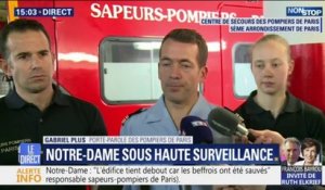 Notre-Dame: les sapeurs-pompiers expliquent que "l'édifice tient debout car les deux beffrois ont été sauvés"