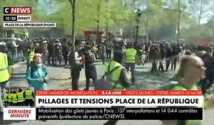 Gilets jaunes: Pourquoi les forces de l'ordre font-elles usage d'un canon à eau de couleur bleue place de la République à Paris ?