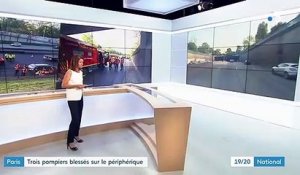 Paris : trois pompiers percutés par une voiture lors d'une intervention sur le périphérique