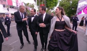 Gilles Lellouche, Marion Cotillard et Jean Dujardin au micro de Laurent Weil - Cannes 2019