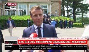 Les Bleues reçoivent Emmanuel Macron à Clairefontaine juste avant le début du Mondial de football