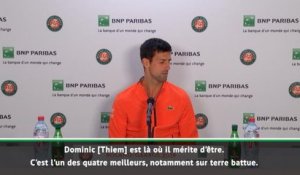 Roland-Garros - Djokovic : "Thiem est là où il mérite d'être"