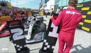 Incroyable image de Vettel qui inverse les signalétiques.