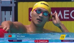 Mondiaux de natation 2019 : Record du monde du 100 m dos pour Xu Jiayu