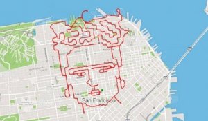 À San Francisco, un coureur dessine le visage de Frida Kahlo avec ses pieds et une carte !