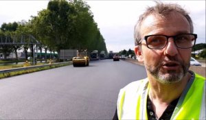 Réfection de la couche de bitume de l'autoroute A35 à Strasbourg