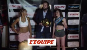 La pesée d'Estelle Yoka Mossely - Boxe - Championnat du monde IBO