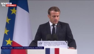 Hommage à la Préfecture: Emmanuel Macron salue "la maîtrise et le courage" du jeune gardien de la paix