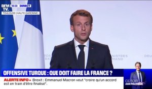 Emmanuel Macron: "Il faut accroître la pression sur la Turquie pour qu'elle cesse cette offensive" en Syrie