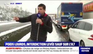 Neige: des centaines de véhicules sont bloqués sur l'autoroute A7 au niveau de Vienne
