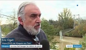 Haute-Garonne : la crue du Tarn menace les restes du pont de Mirepoix