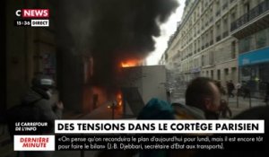 Premières tensions dans le cortège parisien et des dégâts matériels   #grevedu5decembre