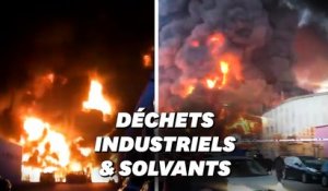 Les images saisissantes de l'incendie d'une usine de recyclage de déchets industriels en Espagne