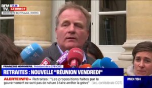 Retraites: pour François Hommeril (CFE-CGC), "il n'y a strictement aucune avancée" dans les négociations