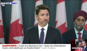 Crash du Boeing en Iran: "Selon nos informations, l'avion a été abattu par un missile iranien" déclare Justin Trudeau