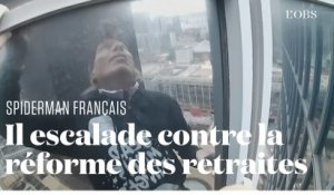 Retraites : Le "Spiderman français" Alain Robert escalade la tour Total en soutien aux grévistes