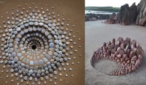 Cet artiste gallois réalise des sublimes oeuvres d'art sur les plages avec des pierres