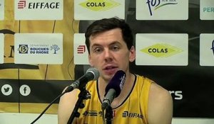 Edouard Choquet après la victoire de Fos Provence Basket contre Aix-Maurienne