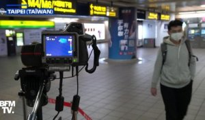Coronavirus: une caméra thermique dans le métro de Taipei à Taïwan pour contrôler la température des usagers