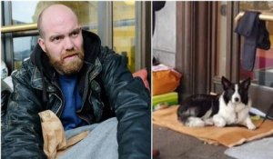 À Bruxelles, un SDF qui s'était fait voler son chien, reçoit un chiot de la part d'un groupe de jeunes