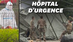 Les images de l'hôpital de campagne militaire qui se déploie à Mulhouse