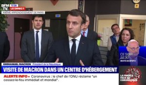 En visite dans un centre d'hébergement d'urgence, Emmanuel Macron rend hommage aux travailleurs sociaux