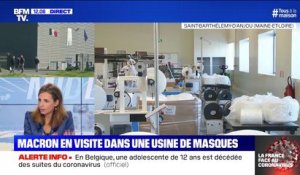 Coronavirus: Emmanuel Macron en visite dans une usine de masques en Maine-et-Loire