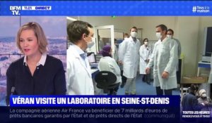 Olivier Véran en visite dans un laboratoire en Seine-Saint-Denis