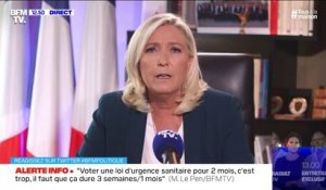 Coronavirus: pour Marine Le Pen, Donald Trump a commis "des erreurs lourdes, comme le gouvernement français"