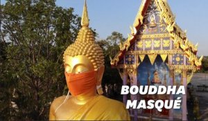 En Thaïlande, des Bouddhas masqués pour promouvoir le port du masque