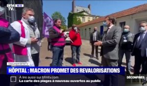 Macron promet des revalorisations de salaire: des nouvelles images du déplacement agité à la Pitié-Salpêtrière