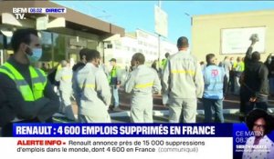 Une centaine d'employés de Renault réunis devant le site de Choisy-le-Roi à l'annonce de la suppression de 4 600 postes en France