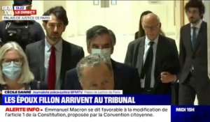 François et Pénélope Fillon viennent d'arriver au Palais de Justice de Paris