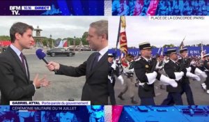 Gabriel Attal (porte-parole du gouvernement): "Emmanuel Macron a souhaité rendre hommage pour ce 14-juillet à tous ceux qui se sont mobilisés pendant l'épidémie"