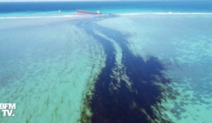 Les images de l'étendue de la fuite d'hydrocarbures d'un vraquier à l'île Maurice
