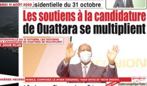 Le Titrologue du 11 Août 2020 : Présidentielle du 31 Octobre, les soutiens à la candidature de Ouattara se multiplient