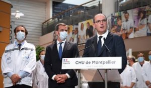 Fortes chaleurs et Covid-19 : déclaration de Jean Castex depuis le CHU de Montpellier