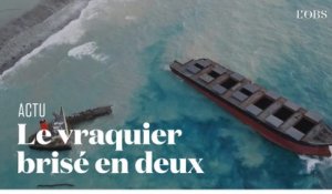 Les nouvelles images aériennes du Wakashio, échoué et brisé en deux près de l'île Maurice