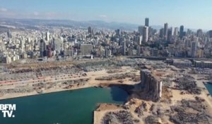 Ces images aériennes montrent une nouvelle fois l'ampleur des dégâts dans le port de Beyrouth, 18 jours après l'explosion