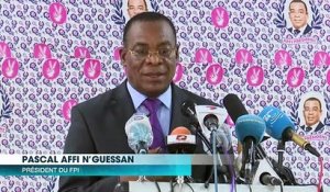 Présidentielle 2020 : Affi N'Guessan, Président du Front Pupulaire Ivoirien (FPI) anime une conférence de presse.