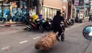 Ce motard est un gros fan d'Harry Potter... moto à balai