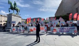 Manifestation du parti d'extrême gauche PTB-PVDA au Mont des Arts