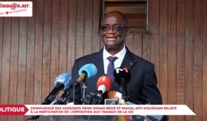 Politique : Communiqué des candidats Henri Konan Bédié et Pascal Affi N’Guéssan relatif à  la participation de l’opposition aux travaux de la CEI