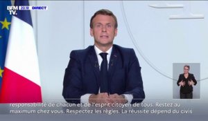 Emmanuel Macron annonce que les mesures entreront en vigueur "dans la nuit de jeudi à vendredi" et dureront "a minima jusqu'au 1er décembre"