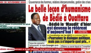 Le titrologue du Lundi 30 novembre 2020/ La belle leçon d'humanisme de Bédié à Ouattara