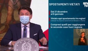 Covid-19 en Italie: Giuseppe Conte annonce un reconfinement du 21 décembre au 6 janvier