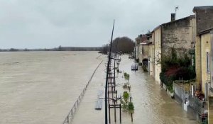 Lundi 1er février 2021, à Langoiran, la crue ne s'arrête pas après le passage de la tempête Justine.
