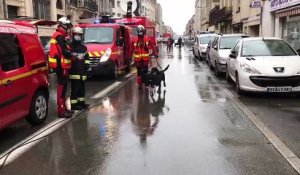 Trois équipes cynotechniques se relaient sur les décombres pour retrouver une victime potentielle.