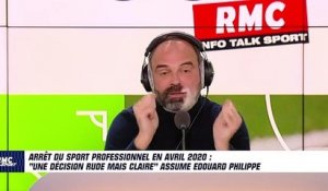 "Une décision rude mais claire", Edouard Philippe assume l'arrêt du sport pro en avril 2020